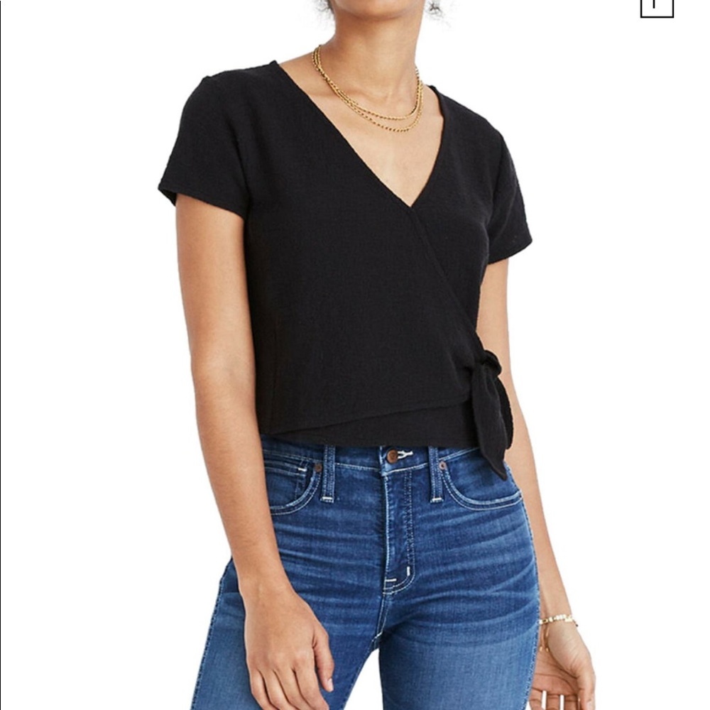Madewell black wrap top